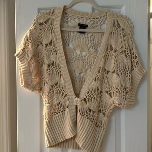 CALVIN KLEIN Cotton BOHO Open Knit Cardigan Small